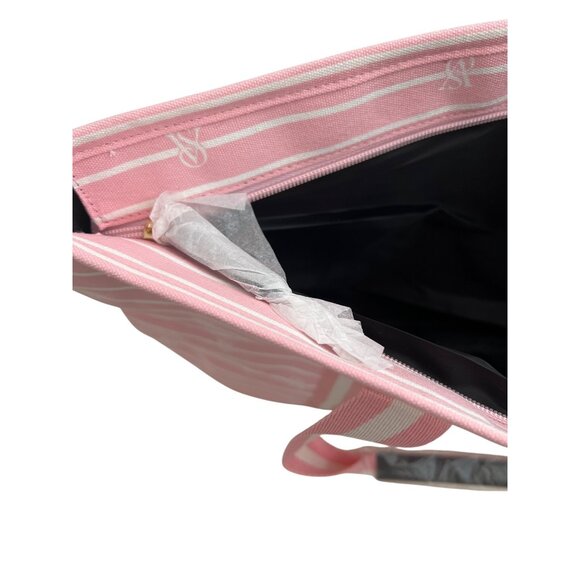 Victorias Secret Striped Canvas Tote Bag With Inner Black Lining - Picture 3 of 5